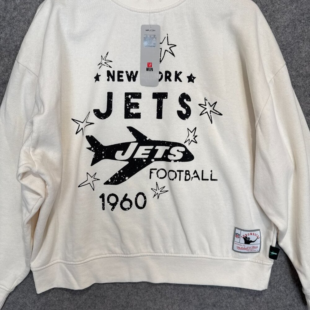 Mitchell & Ness New York Jets Throwbacks Logo Sweatshirt Womens XL 60s NEW‎ NWT - Picture 2 of 10
